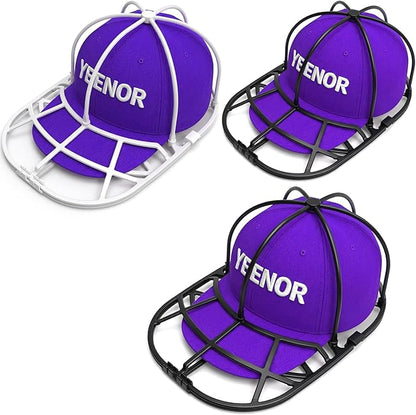 Hat Washer Cage – Baseball Cap Cleaner Rack for Washing Machine & Dishwasher, Structured Cap Shaper & Protector, 3-Pack (Assembly Required)
