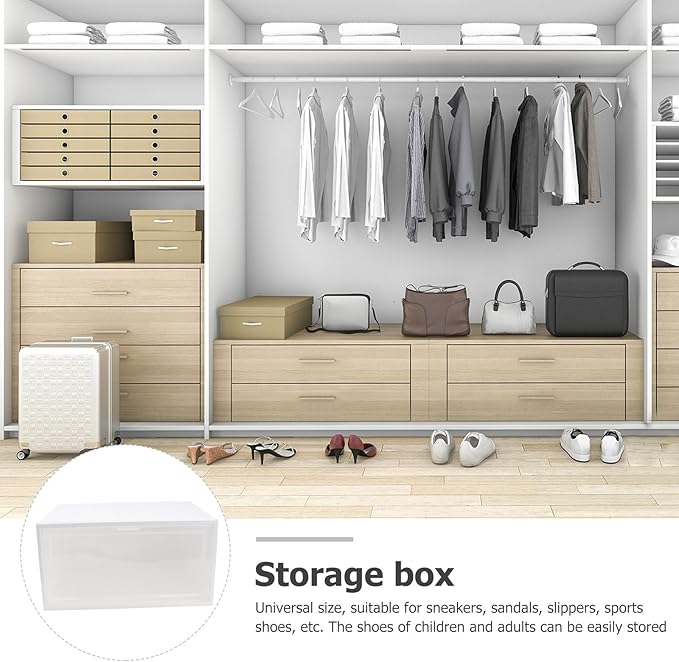BESPORTBLE Pp Plastic Shoe Storage Box 33.5x24.5x17.5cm Stackable Sneaker Organizer for Home Closet Footwear Storage