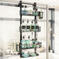 HapiRm 4 Tier Over the Door Shower Caddy, Hanging Shower Organizer with 22 Hooks and 2 Toothbrush Holders, No Drilling Adjustable Hanging Shelves for Bathroom Storage - Black