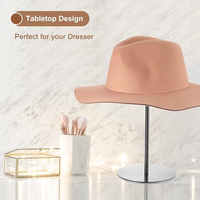 uxcell Metal Hat Display Stand 2 Pack Adjustable Tabletop Hat and Wig Rack Holder for Baseball Cap, Fedora Hat, Cowboy Hat - Black