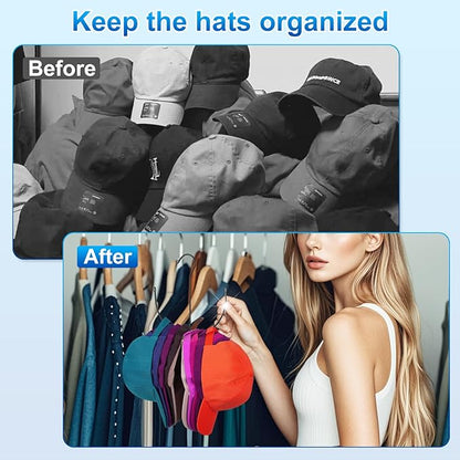 Hat Organizer for 30 Baseball Caps, 3 Pack Black Metal Hat Rack, Closet Hat Hangers, Cap Holder