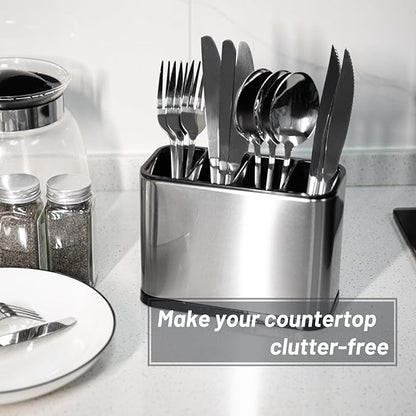 Silverware Caddy Cutlery Organizer for Countertop Silverware Holder for Fork Knife Spoon Flatware Organizer 4 Compartments Cutlery Holder