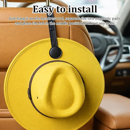 4Pcs Cowboy Hat Holder for Truck Set, Leather Magnetic Cap Clip, Cowboy Hat Holder, Adjustable Hat Organizer Suitable for Most Vehicle Storage(Black)