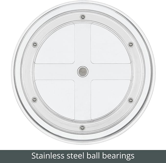 mDesign Lazy Susan Turntable Plastic Spinner for Kitchen/Bathroom, Pantry, Fridge, Cupboards, or Counter Organizing, Fully Rotating Organizer for Food, 9" Round - Lumiere Collection - Clear