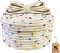 Tiny Basket with Lid, Small Round Woven Basket with Lid, Decorative Storage Box for Small Toy, Gift or Home Decor, Rainbow Pom-pom & Cute Bow Handle (rainbow, S)