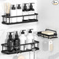YASONIC Shower Caddy Adhesive, No Drill Bathroom Shower Organizers, with Removable Hooks and Soap Holder, Rust Proof Shower Shelves, Wall-Mounted Shower Holder, 3 Pack, Black