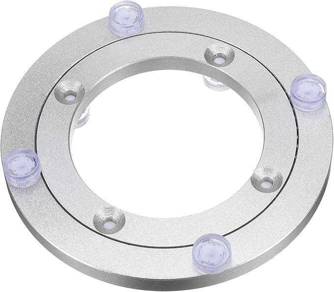 uxcell Lazy Susan Turntable Bearing, 5 Inch Rotating Bearing Turntable Base for Kitchen Dining Table, Silver Tone