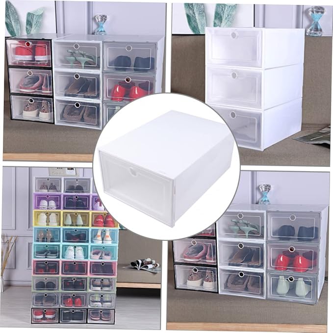 6pcs Transparent Stackable Shoes Box Drawer Type Shoe Organizer for Closet Storage Container for Sneakers Easy Access and Space-saving