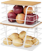TIDIIABODE 2 Pack Kitchen Organization for Onions,Potatoes - Fruit Basket for Kitchen Counter & Storage Basket,Stackable Storage Bins with Bamboo Top & Lightweight PP Mat,White