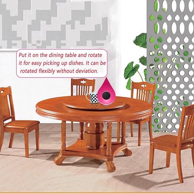 Large Wooden Lazy Susan 35.4" Rotating Table Top Dining Turntable, Round Serving Plate Decor Silent Smooth SpinBy Hand Easy to Clean