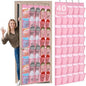 Windyun 40 Over the Door Shoe Organizer Large Breathable Mesh Pockets Pink Hanging Shoe Rack for Closet Behind Door Hanger Storage Holder Nonslip Hooks for Women Entryway Bedroom Utility Room