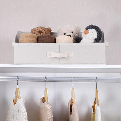 WUIKE 6 Pack Extra Large Closet Storage Bins with Handles, Fabric Trapezoid Storage Binsr for Organizing Clothes, Sheets, Blankets, White & Beige