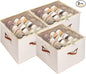 Shoe Organizer for Closet, 3 Pack Shoe Storage Bins with Clear Cover, Adjustable Dividers Fits 24-48 Pairs, Beige