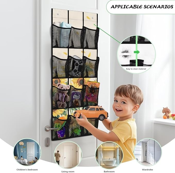 Sunflower Behind Door Shoes Hang Holder Rack,Storage for Small Spaces,Shoes Hanger Storage Organizer Bag for Bedroom Unique Print