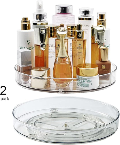Amolliar 11" 2 Pack Lazy Susan Organizer, Non-Skid Rotating Turntable Spice Rack for Cabinet, Fridge, Kitchen, Pantry Organizers and Storage, Dining Table, Countertop, Vanity, Under Sink Organizer