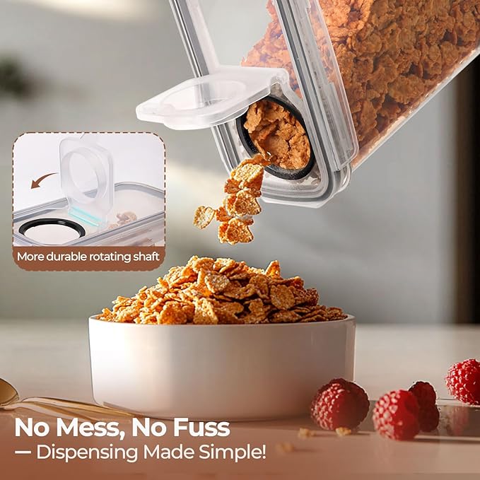 ComSaf 6.7Qt Cereal Storage Container Set of 2 - Ideal for Home Cooks Storing Cereal and Organized Families Organizing Bulk Food，Large Cereal Dispenser Keeps Pantry and Kitchen Countertop Neat