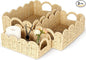 Hand Woven Paper Rope Scalloped Edge Decor Baskets for Home,Living Room, Bedroom,Storage over Above Behind Flush Tank,Toilet Basket,end Table,Shelves-Easily Fit with or Bedroom Decor,Set 3(Natural)
