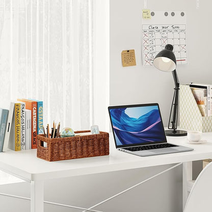 Vagusicc Wicker Storage Basket, Paper Rope Wicker Baskets with Handles, Toilet Paper Basket for Toilet Tank Top, Small Wicke Baskets for Organizing Shelves, 2-Pack, Orange