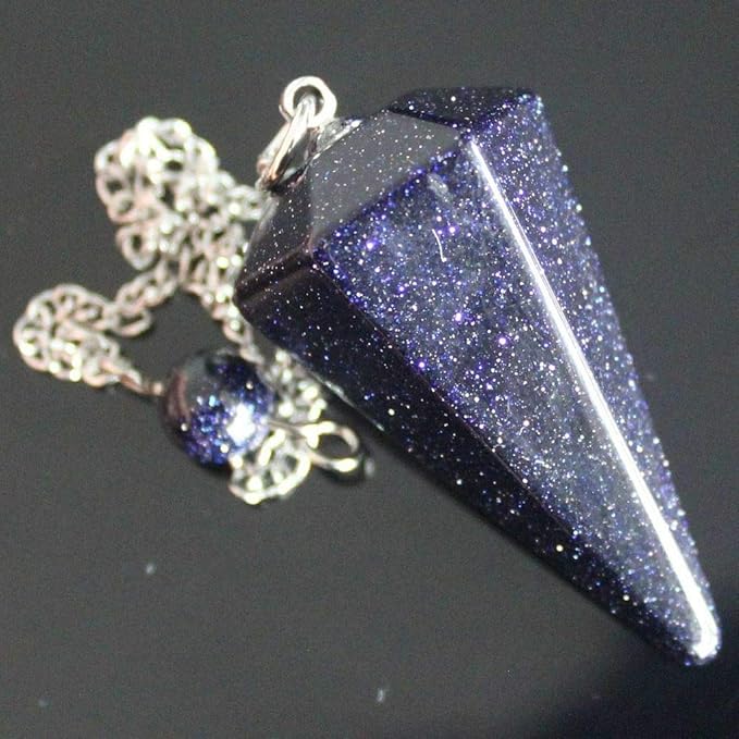 Faceted Mixed gemstone crystal pendulum point reiki chakra pendant bead Chain 6''