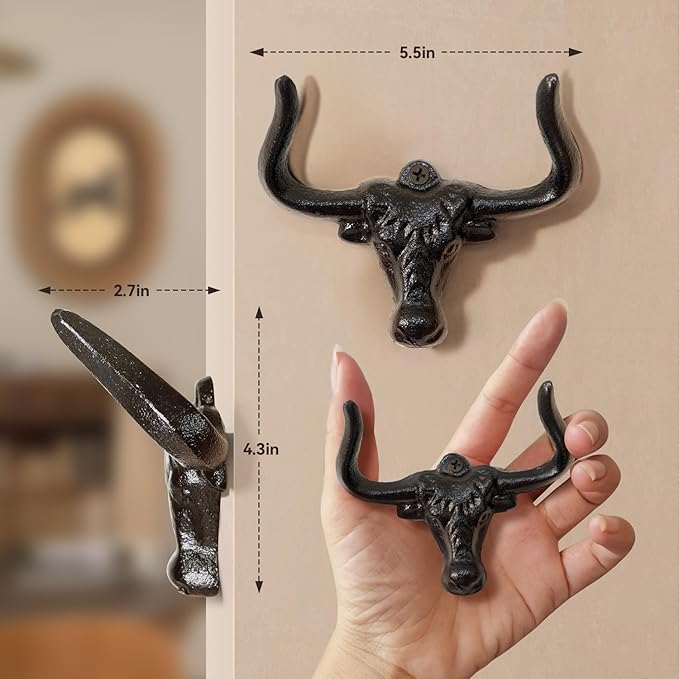 Cowboy Hat Rack Wall Mount 4PC Cowboy Hat Holder Hooks Western Hat Rack Metal Cowboy Hat Hooks Rustic Western Decor Hat Hanger