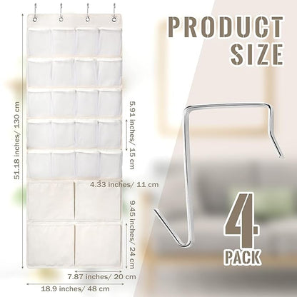 SATINIOR 19 x 51 Inch Canvas over The Door Closet Organizer with 20 Mesh Pockets 4 Large Pockets Multifunctional Closet Hanging Storage Organizer with Hooks for Pantry Laundry Bathroom Nursery