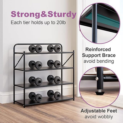 4 Tier No-Assembly Shoe Rack, Foldable Shoes Rack Organizer Without Installation, Portable Solid Metal Shoe Shelves for Closet, Entryway, Front Door Entrance