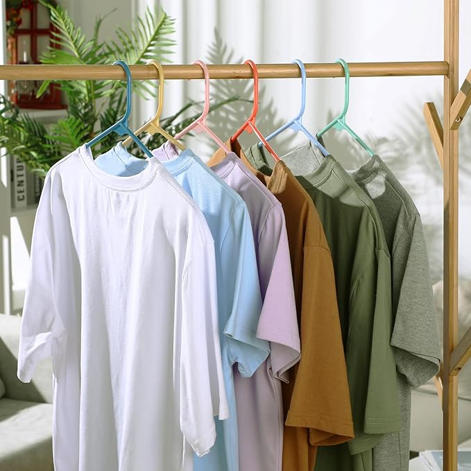 Jetec 120 Pcs Plastic Clothes Hangers Bulk Heavy Duty Hangers with Hooks Durable, Space Saving Thick Closet Hangers Coat Hanger for Clothing Adult Shirts Pants Dresses(Morandi)