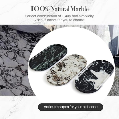 Natural Marble Tray Bathroom Tray, Luxury Decorative Trays for Bathroom, Vanity, Dresser, Kitchen & Home Decor, Valentine's Day House Warming Gifts New Home (Black)