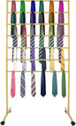 7 Tiers Rolling Display Tie & Scarf Rack Towel Belt Pants Hangers Ribbon Organizer Hijab Stand, Floor Standing Tie Scarves Hanging Rack Necktie Holder for Home Commercial Clothing Retail Store