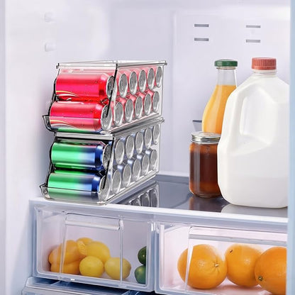 2 Pack Stackable Soda Can Organizer with Lids, Refrigerator Organizers and Storage, Clear Organizers for Pantry, Freezer, Kitchen – Holds 12 Cans Each