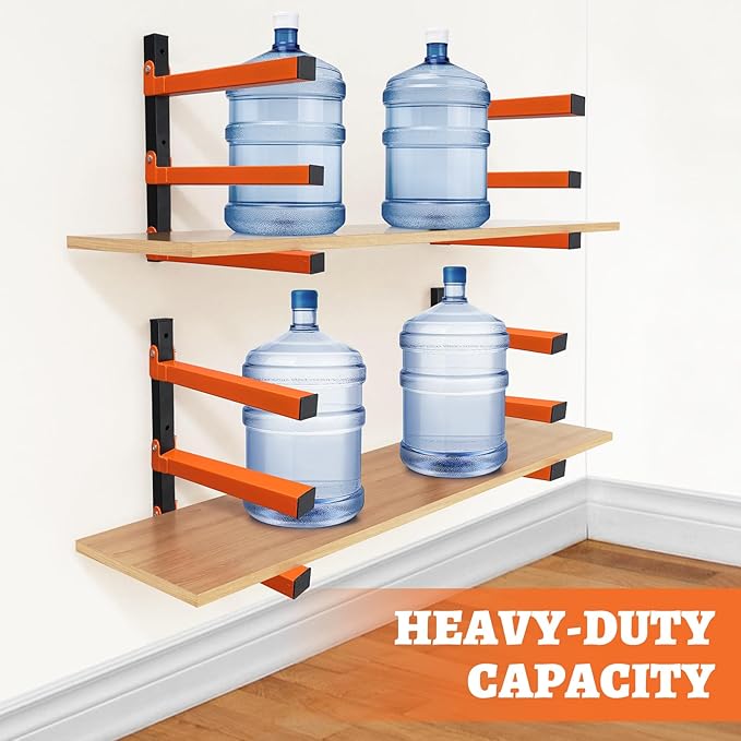 HOME RIGHT 4 Pack Lumber Rack,Wood Organizer and Lumber Storage Rack Wall Mount with 3-Level,Orange Heavy Duty Metal Wood Storage Racks for Indoor and Outdoor