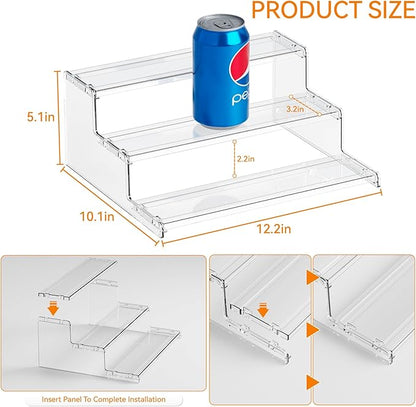 Yieach 3 Tier Spice Shelf Organizer for Cabinet,Pantry,Clear Acrylic Spice Rack Organizer and Tiered Spice Rack & Holder,Step Shelves for Vitamin,Medicine Bottle,Jar,Can,Condiment,Seasoning Shelf