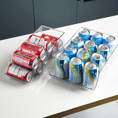 Water Bottle Organizer for Refrigerator, Pantry Organization and Storage Bins, Drink Dispenser for Fridge, Pop Soda Can Holder, Clear Plastic Beverage Rack, Kitchen Cabinets Food Container, Pack of 2