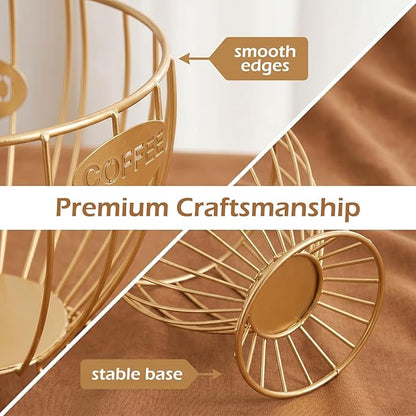 SpaceTime Coffee Pod Holder,Large Capacity Coffee Pod Organizer Cup Holder ,Sturdy Coffee Coffee Basket for Counter Kitchen and Office Desktop,Versatile Metal Pods Storage,Coffee Bar Accessory (Black)