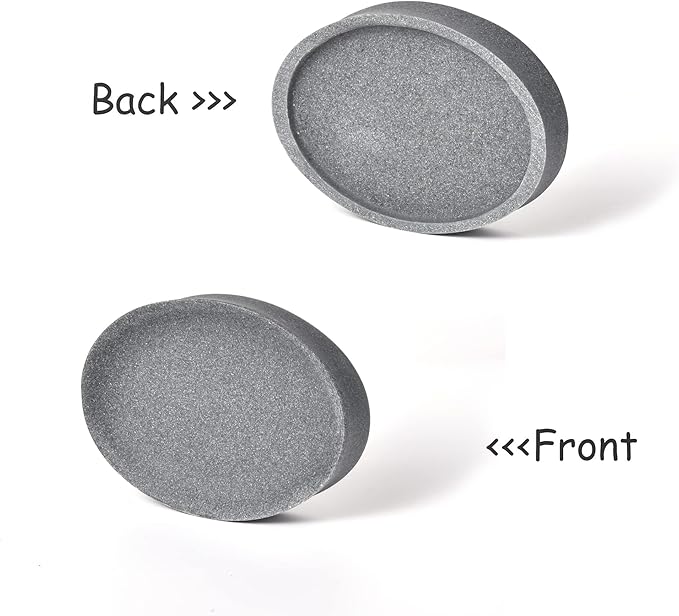 IMEEA Oval Resin Soap Dish for Bathroom Sink Stone-Look Soap Tray Holder for Bar Soap, Sponge or Shampoo Bar (Grey)