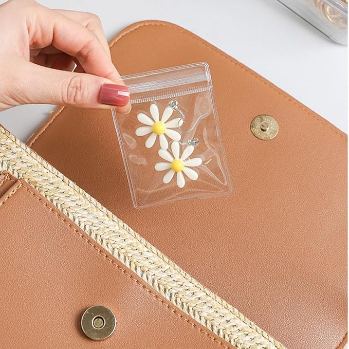 2 Pack Acrylic Organizers Cases Jewellery Storage Box 60 Pack PVC Clear Jewelry Anti Oxidation Zipper Bags for Packaging Earring Rings Necklace Large Space Jewellery Case Anti-oxidation Bag