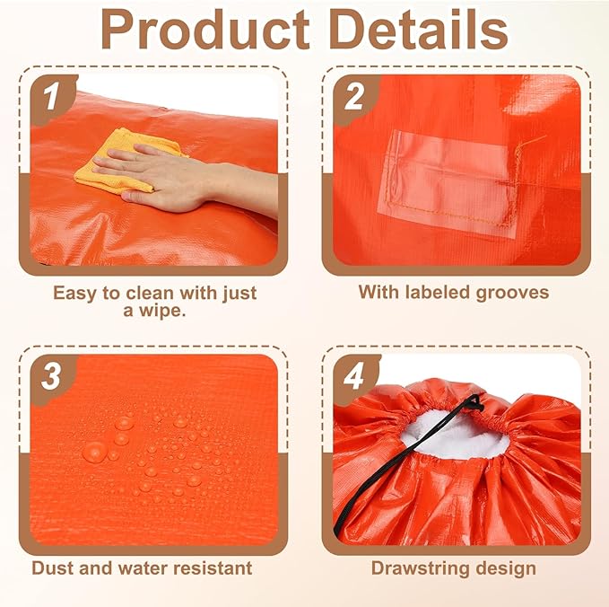 uxcell 2Pcs Extra Large Moving Bags, 15 x 12.6 x 24" Heavy Duty Woven Clothes Storage Totes Waterproof Packing Bags with Elastic Band and Handle for Home Camping Packing Quilts, Orange