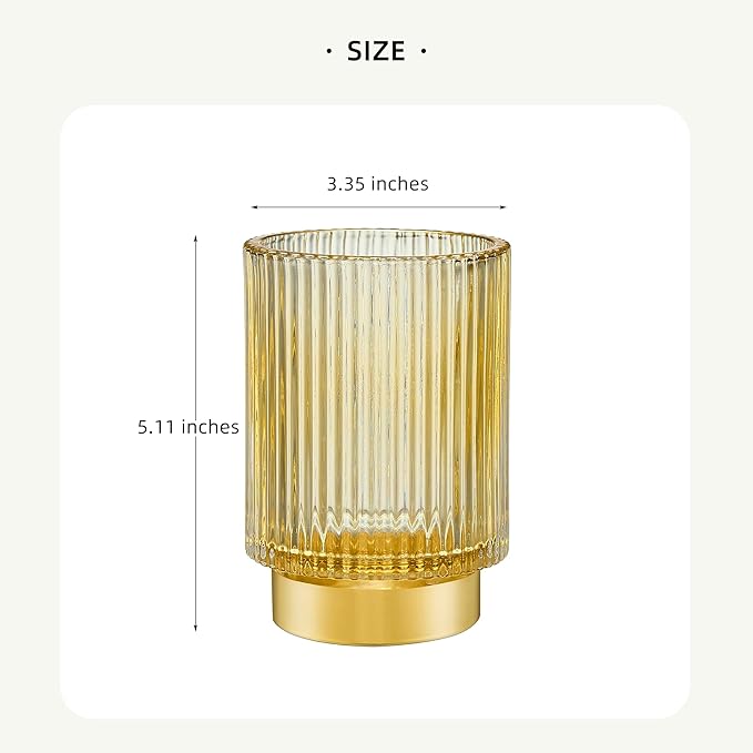 Makeup Brush Holder Organizer,Toothbrush Holders,Desk Pen Pencil Holder,Multifunctional Vintage Glass Brush Cup（L/Gold/A3-7-US）