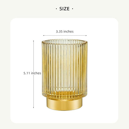 Makeup Brush Holder Organizer,Toothbrush Holders,Desk Pen Pencil Holder,Multifunctional Vintage Glass Brush Cup（L/Gold/A3-7-US）