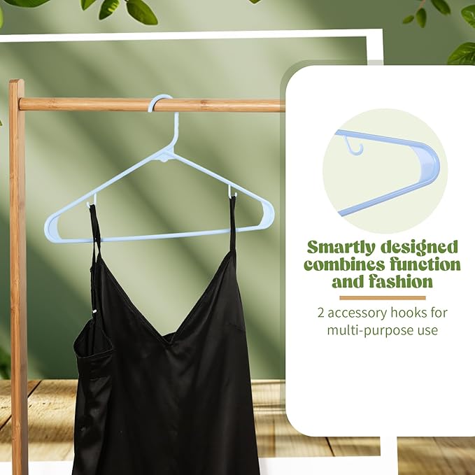 Jetec 120 Pcs Plastic Clothes Hangers Bulk Heavy Duty Hangers with Hooks Durable, Space Saving Thick Closet Hangers Coat Hanger for Clothing Adult Shirts Pants Dresses(Morandi)