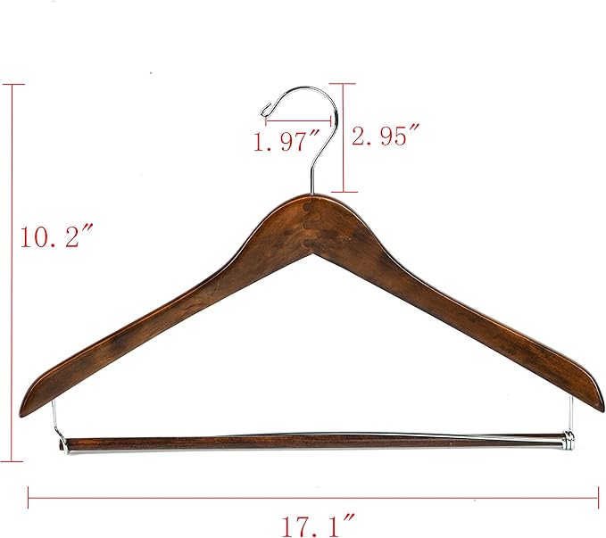 100 Quality Hangers Wooden Hangers Beautiful Sturdy Suit Coat Curved Hangers Great for Travelers Heavy Duty Hanger with Locking Bar - Retro Finish (100)