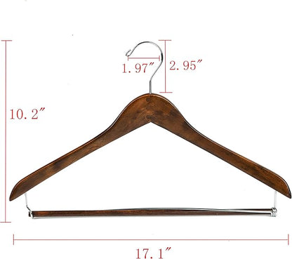 100 Quality Hangers Wooden Hangers Beautiful Sturdy Suit Coat Curved Hangers Great for Travelers Heavy Duty Hanger with Locking Bar - Retro Finish (100)
