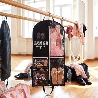 Blushtier Cheer Garment Bags for Cheerleading 40 Inch Uniform Hanging Garment Bags for Dance Costumes Clothes Bag with 5 Pockets and Side Zip Travel Storage Cheer Uniform (Dance)