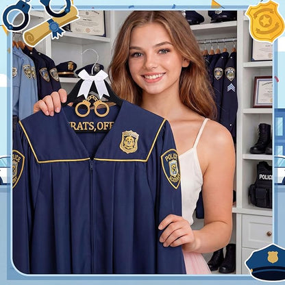 Reallnaive Police Graduation Hanger with White Bow Congrats Gift for Police Academy Graduation Promotion Retirement Ceremony Souvenir Favor Law Enforcement Officer Keepsake