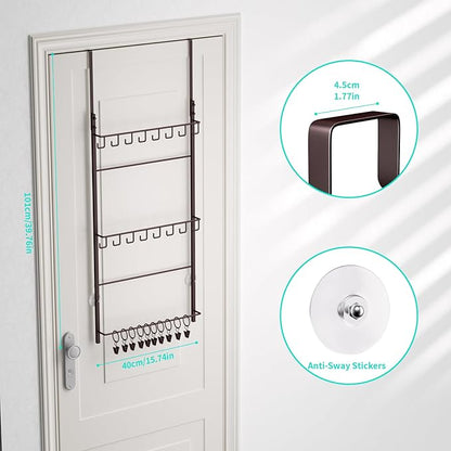 HapiRm Over Door Hat Rack - 3 Tier Wall Mounted Hat Organizer with 16 Hooks and 10 Movable Clips, Cap Hanger Storage up to 26 Caps for Door, Bedroom, Closet USPTO Patent Pending