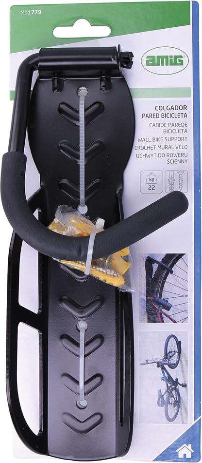 Amig - Folding Bike Hanger | Wall Mount | Steel | Non-Slip Rubber Coating | Load Capacity: 22 kg