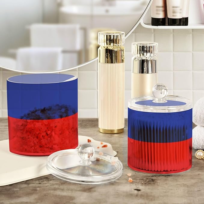 DOMIKING Philippines Flag 2 Pack Bathroom Canisters Cotton Swab Holder Dispenser Plastic Cotton Ball Jar Acrylic Storage Containers for Cotton Ball Cotton Swab Cotton Round Pads