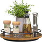Lazy Susan Organizer：10 Inch Rotating Spice Rack Decor for Kitchen Countertop Round Wooden Turntable Holder for Dinning Room, Living Room, Home – Black