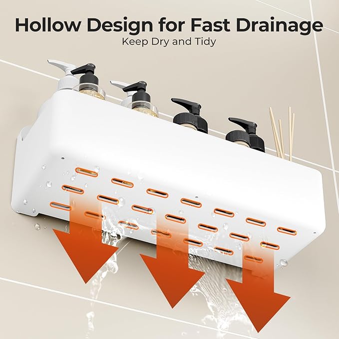Orimade Shower Caddy 3-Pack, No-Drill Adhesive Shelves for Bathroom, Rustproof ABS Storage Organizer Set, White