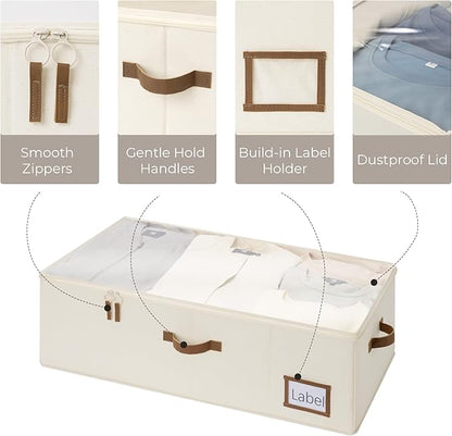 StorageWorks Under Bed Storage Bins, 10'' Underbed Storage Containers with Lid, 77L Clothes Organizer for Bedding, Blankets, Sweaters, Shoes, 2-Pack